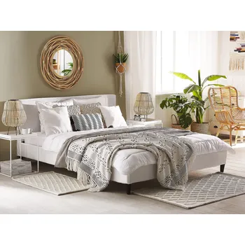 Postel Bíla sametové lůžko 160 x 200 cm s rámem a čelem Beliani