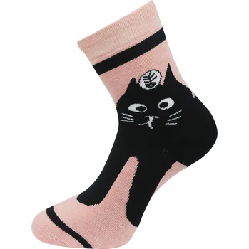 Dámské ponožky Dámské froté ponožky s potiskem kočky NV8860, růžové barvy 9001500-2 Velikost ponožek: 35-38