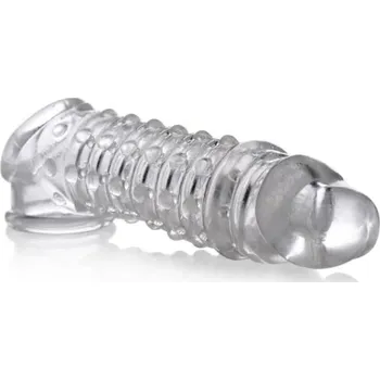 Návlek na penis Size Matters 1.5 Inch Penis Enhancer Sleeve Clear, návlek pro zvětšení penisu se stimulačními výstupky 18 x 4,7 cm