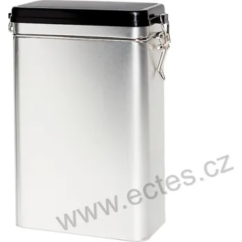 Dóza na potraviny SILVER PL hermetická plechová dóza s klipem na kávu a čaj 291 jednobarevná stříbrná