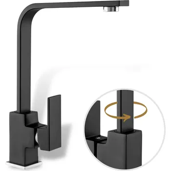 Vodovodní baterie Gamma Moon, stojánková dřezová baterie, černá matná, GMA-BNK-BK