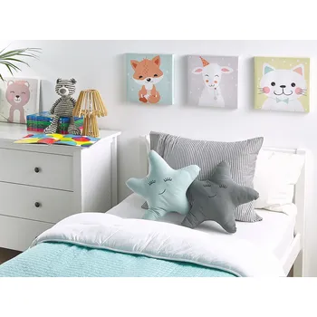 Polštář Dětský polštář šedý bavlněný potah ve tvaru hvězdičky měkká výplň dětský pokoj Beliani