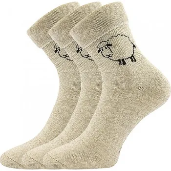 Ovečkana dětské silné ponožky Boma - balení 3 páry 25-29 (17-19) režná melé