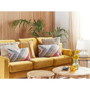 Dekorativní polštářek Dekorativní polštář béžový vícebarevný bavlna 30 x 50 cm obdélníkový tvar geometrický vzor boho styl doplňky Beliani