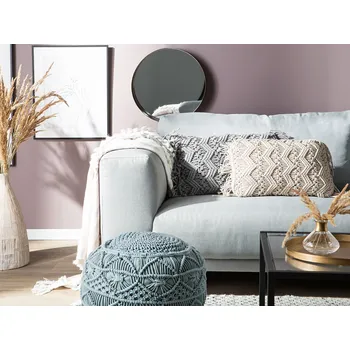 Dekorativní polštářek Sada 2 dekorativních polštářů šedé Cotton Macramé 30 x 45 cm s strapci lana Boho Retro dekorační doplňky Beliani