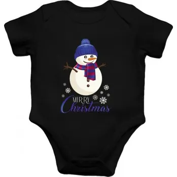 Žertovný předmět Merry Christmas - sněhulák - dětské body s potiskem- Tričkový.cz