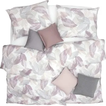 Bytový textil SCANquilt povlečení SATÉN PLUS listy pastelová 140 x 200/70 x 90 cm