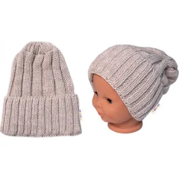 Kojenecká čepice BABY NELLYS Zimní nadčasová čepice Mom and Baby, béžová, univerzální