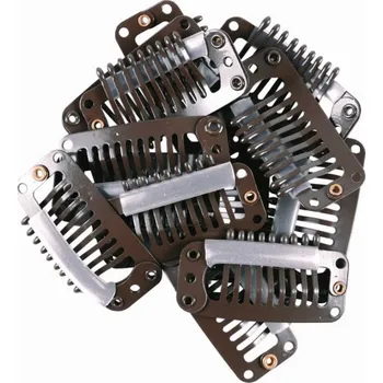 Clip in sponka 3,3 cm rovná s 9 zuby - tmavě hnědá