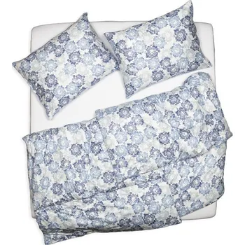 Bytový textil SCANquilt povlečení JERSEY maroko bílomodrošedá 140 x 200/70 x 90 cm