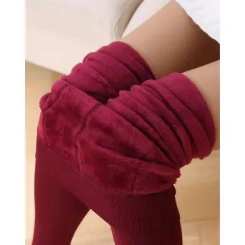 Dámské kalhoty Dámské zimní zateplené legíny s příměsí kašmíru Barva: Vínová, Velikost: XXXL