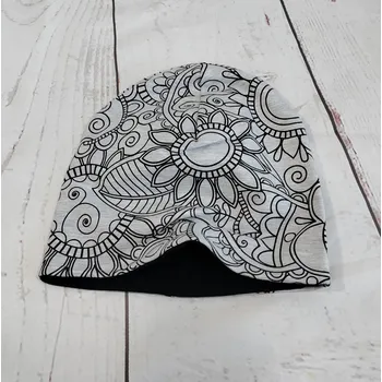 Kojenecká čepice Yháček Šmoulí čepička Yháček, oboustranná, Mehndi na šedé Velikost:: XS