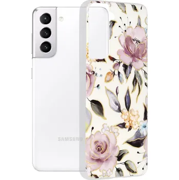 Pouzdro na mobilní telefon Kryt Samsung Galaxy S21 Techsuit - Marble Series - Chloe White