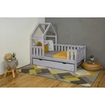 MAXIDO Dětská postel domeček Zara s přistýlkou 200x90 šedá (Český výrobek)