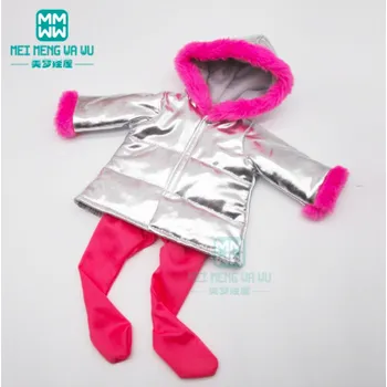 Zimní kabáty a další oblečení pro American girl a Baby Born 43 cm Varianta: Zimní kabát a punčochy, stříbrná