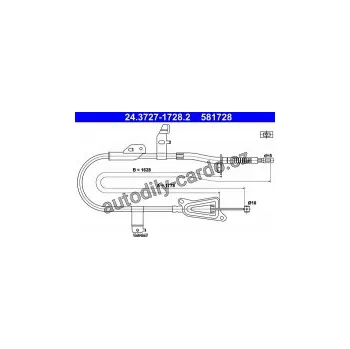 Brzdová hadice Lanko ruční brzdy ATE 24.3727-1728 (AT 581728)