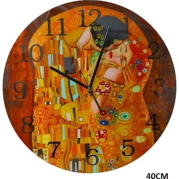 Hodiny Nástěnné hodiny G. Klimt, Polibek - Ø 40 cm