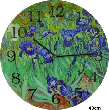 Hodiny Nástěnné hodiny Vincent van Gogh, Kosatce - Ø 40 cm