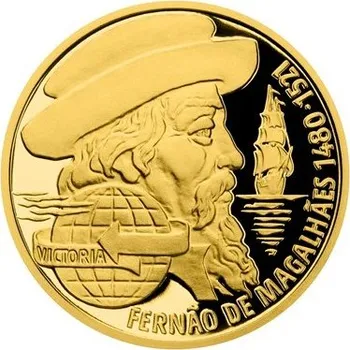 Zlatá čtvrtuncová mince Na vlnách - Fernão de Magalhães proof