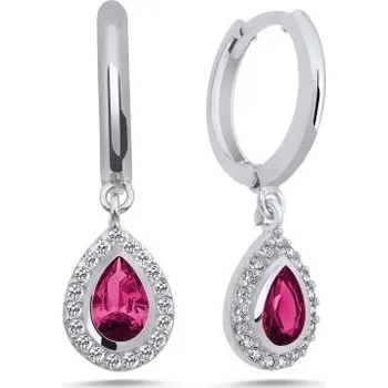 Náušnice Olivie Stříbrné náušnice KAPKA RUBY 7148 Ag 925; ≤2,5 g.