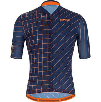 cyklistický dres SANTINI Cyklistický dres s krátkým rukávem - SLEEK DINAMO - oranžová/modrá