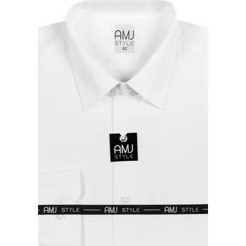 Pánská móda Pánská košile AMJ Comfort fit s jemnou strukturou - bílá velikost: 46, délka rukávu: dlouhý rukáv