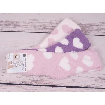 Dámské ponožky Ponožky Kuschel Soxx peříčko hebké SADA 3 PÁRŮ růžové bílorůžové fialové se srdíčky uni vel. velikosti ponožek: 23-28 ( EUR vel. 35-42)