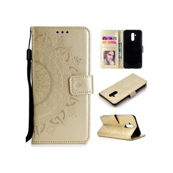Pouzdro na mobilní telefon Knížkové pouzdro zlaté Mate 20 Lite - mandala