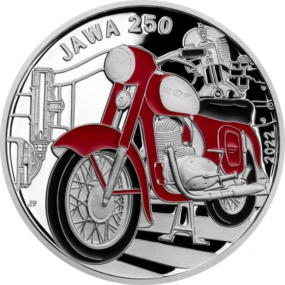 2022 - Stříbrná mince Motocykl Jawa 250 - Slavné dopravní prostředky - Proof