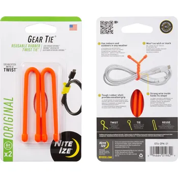 NITE IZE Vázací drát Gear Tie (2ks), oranžový - délka 6"