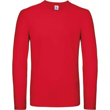 Pánské tričko B&C Pánské tričko s dlouhým rukávem TU05T Red S