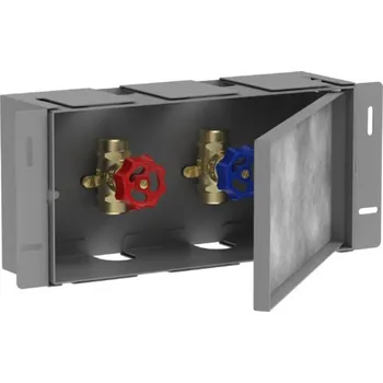 Koupelnový nábytek XtraStoris Safe - výklenek do stěny s dvířky pro obklady a zabudovanými uzavíracími ventily 150/300/100 56100800