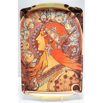 Queen Isabell Collection Plastový tác Alfons Mucha - 35*22,5*2 cm