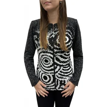 Dámské sako Sako Sabatti černé s bílými kruhy na zip Velikosti Sabatti: 52