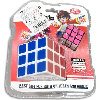 Hlavolam Hra kostka magická bílá 19cm set hlavolam s přívěskem na klíče