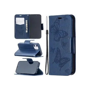 Pouzdro na mobilní telefon Knížkové pouzdro obal iPhone 12 mini - motýlci modří