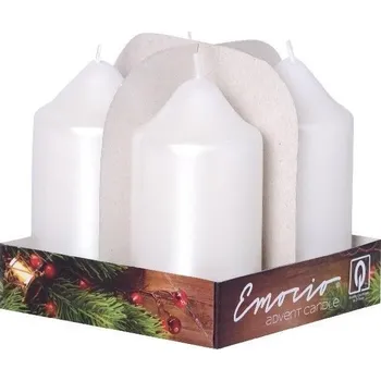 Svíčka Svíčka válec Emocio 4ks, 50 x 90mm - Perleťově bílé
