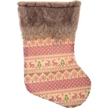 Vánoční dekorace Punčocha vánoční 35cm skandinávský vzor, barevná