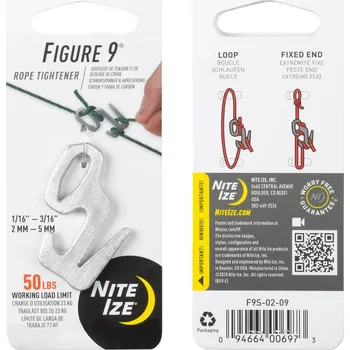 karabina NITE IZE Utahovací karabina Nite Ize Figure 9, stříbrná - malá