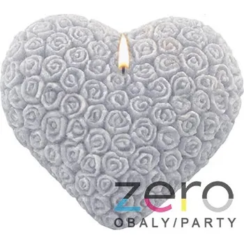 Svíčka Svíčka stearinová srdce 9 cm s vůní - šedá