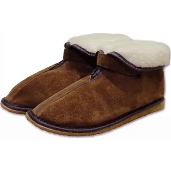 Dámské válenky Ovčí věci Kotníkové kožené pantofle na suchý zip s ovčí vlnou Velikost: 37