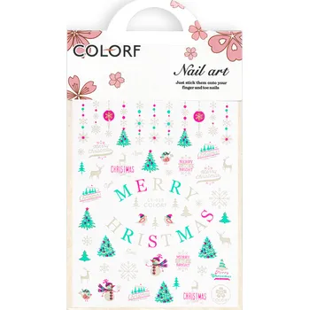 Umělé nehty Vánoční samolepky glow in the dark - Shiny Christmas (ultra tenké vánoční nálepky na nehty svítící ve tmě) 019 (Svítící vánoční nálepky na nehty )