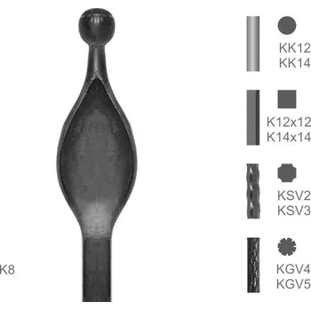 Tyč s kovanou špicí typu K8 I KK12 1000