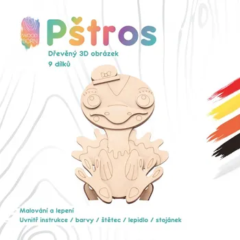Dřevěná hračka Pštros - Dřevěná 3D omalovánka