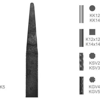 Zábradlí Tyč s kovanou špicí typu K5 I K12X12IT 200