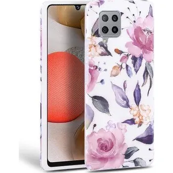 Pouzdro na mobilní telefon Kryt Samsung Galaxy A42 5G Tech-Protect Floral White pattern