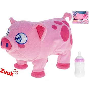 plyšák Plyšové chodící prasátko s lahvičkou 28 cm