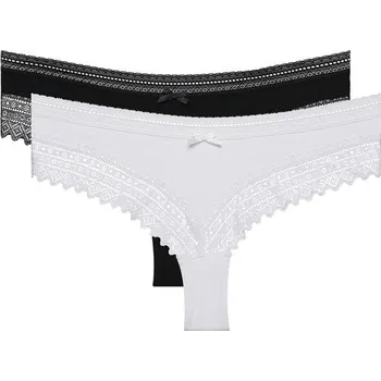 Kalhotky DIM SEXY FASHION BRAZILIAN 2x DI00042K černá - bílá M