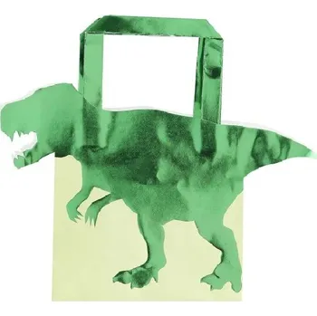 Party dekorace Ginger Ray Dinosaur "Roar - Tašky dárkové metalicky zelená 19 x 22 cm 5 ks