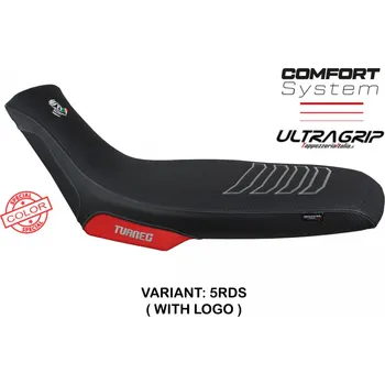 Moto sedlo TPZ Italia potah sedla Aprilia Tuareg 660 (2022) Boras special color comfort model potah sedla: s logem 5RDS (red-silver)